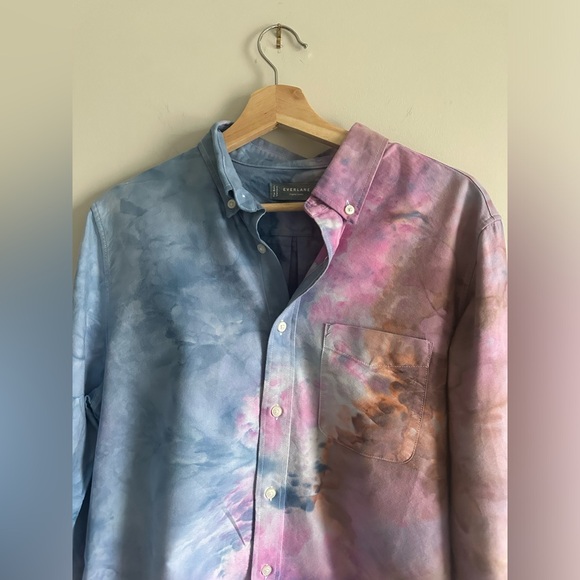 Everlane hand dyed button down shirt 40 inch bust tie dye - Picture 12 of 15